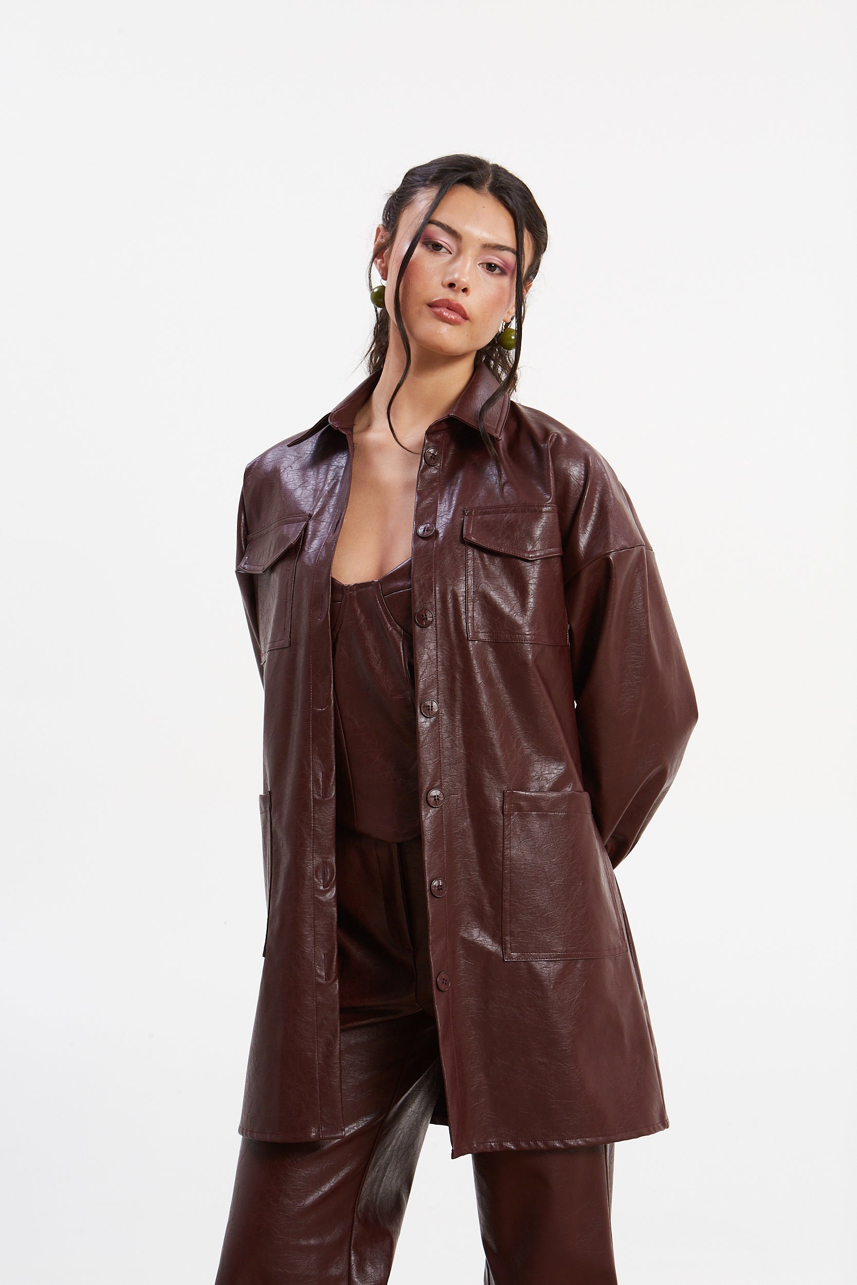 Sarah eco leather overshirt