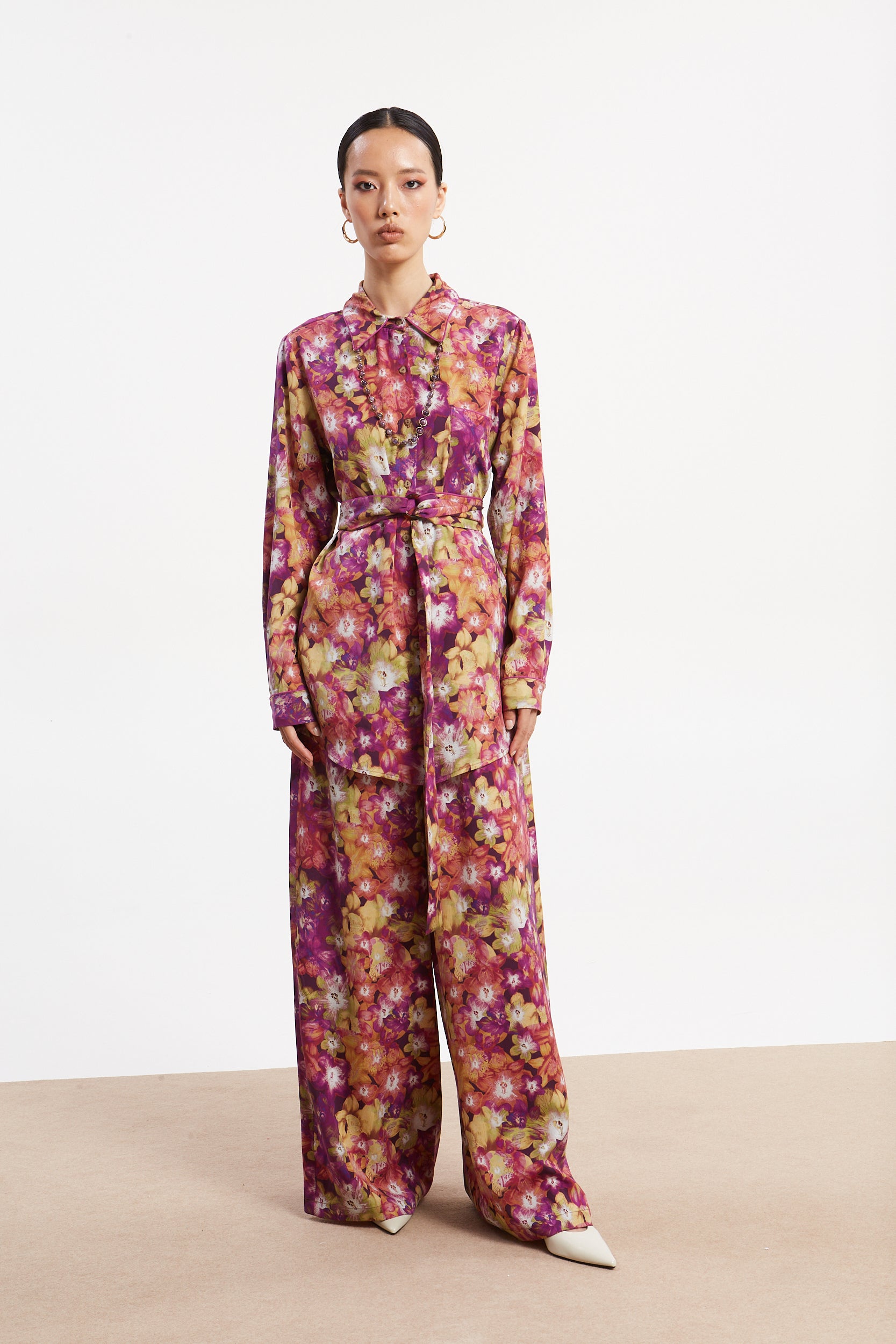 Jade tencel printed pants