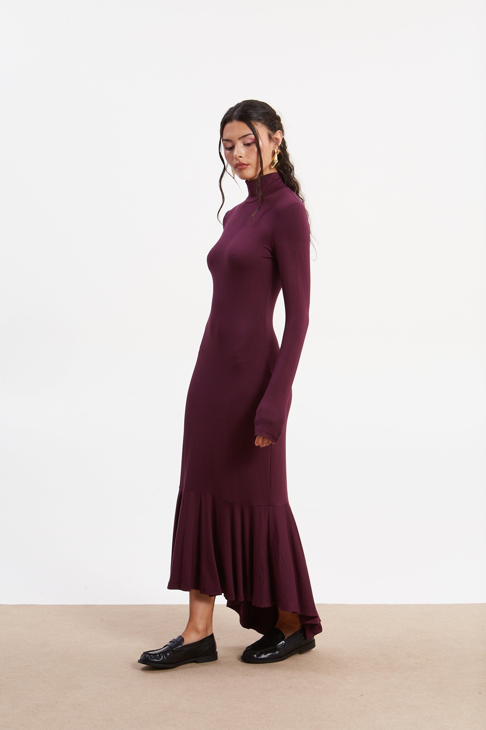 Drew turtleneck purple dress