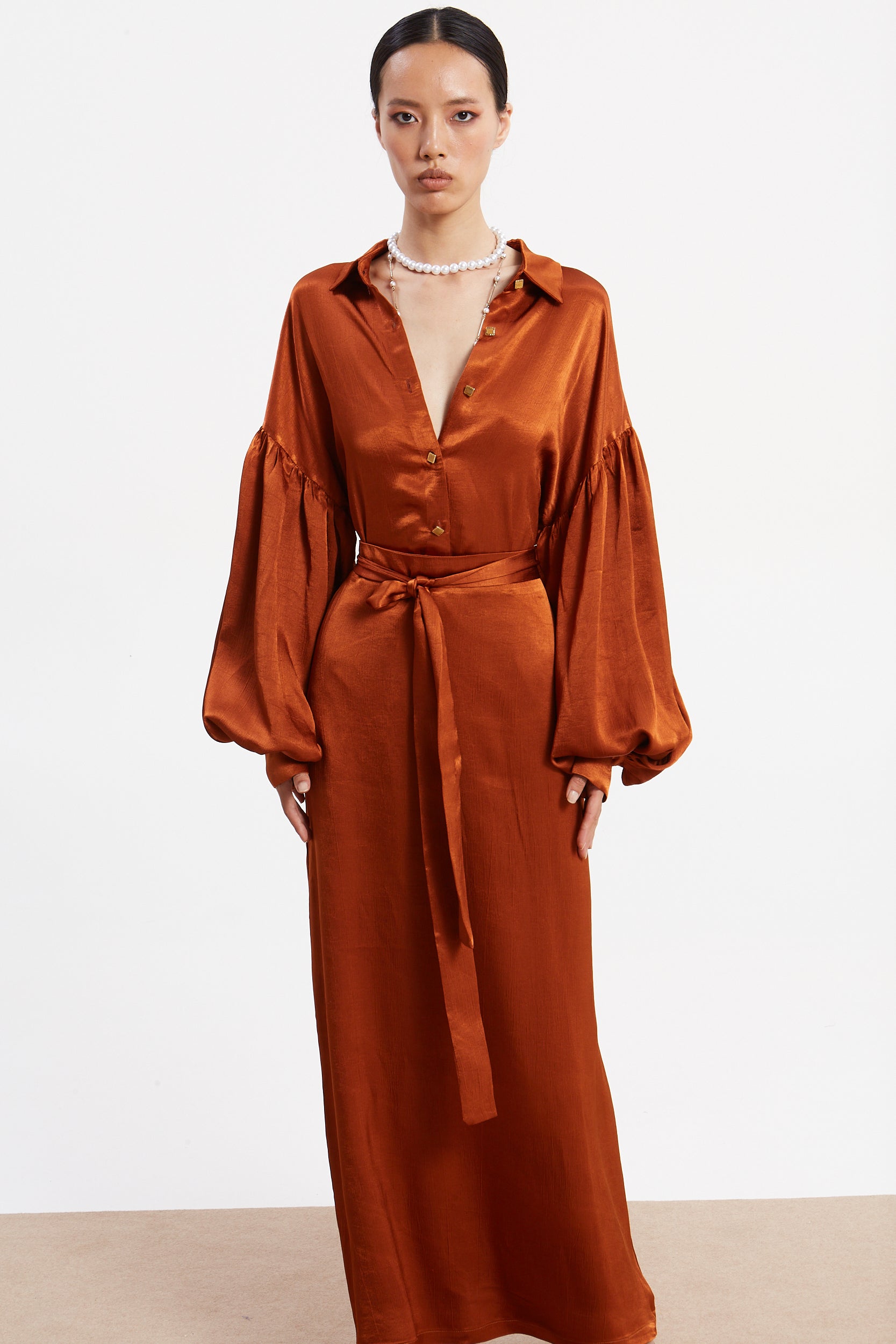 Diana satin rust shirt