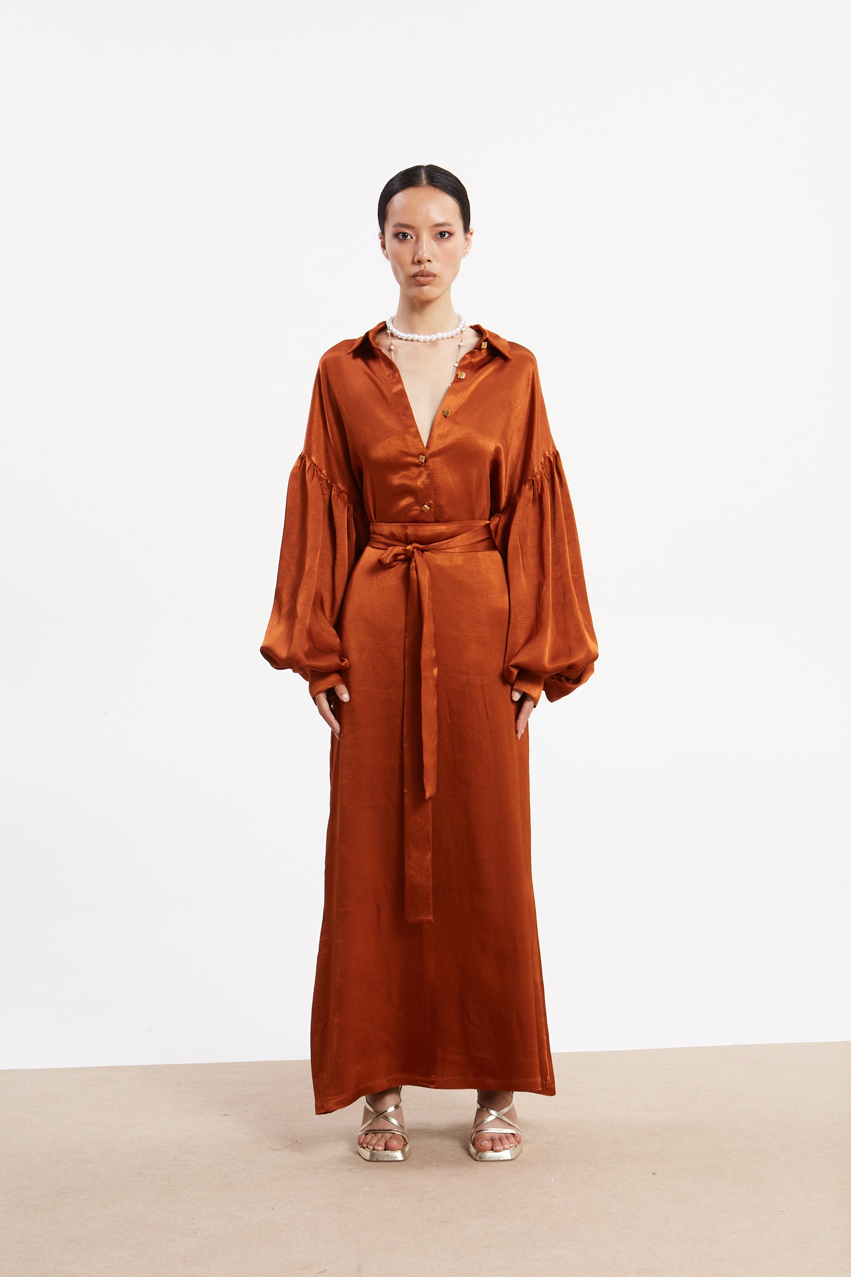 Diana satin rust skirt