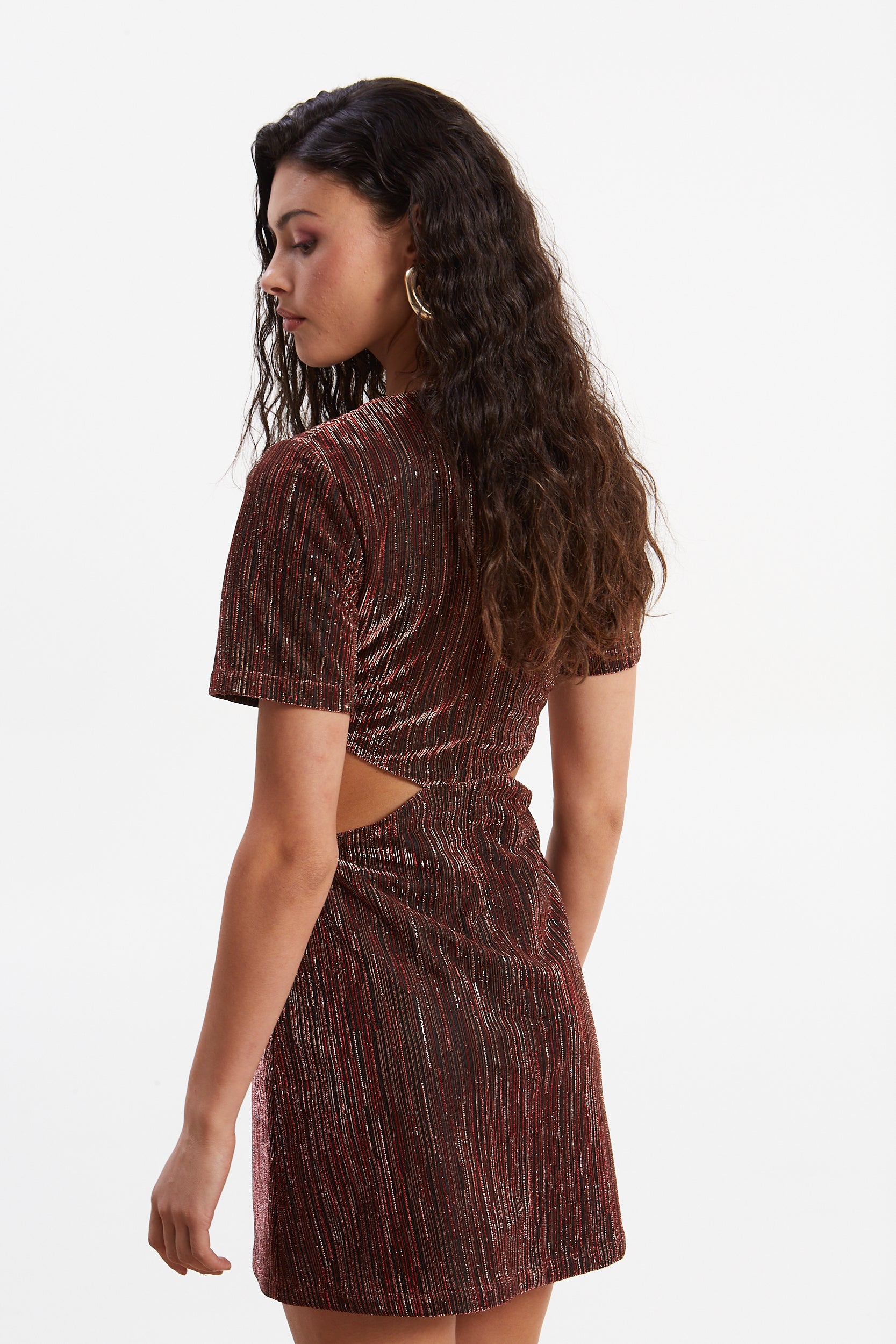 Gloria lurex red mini dress