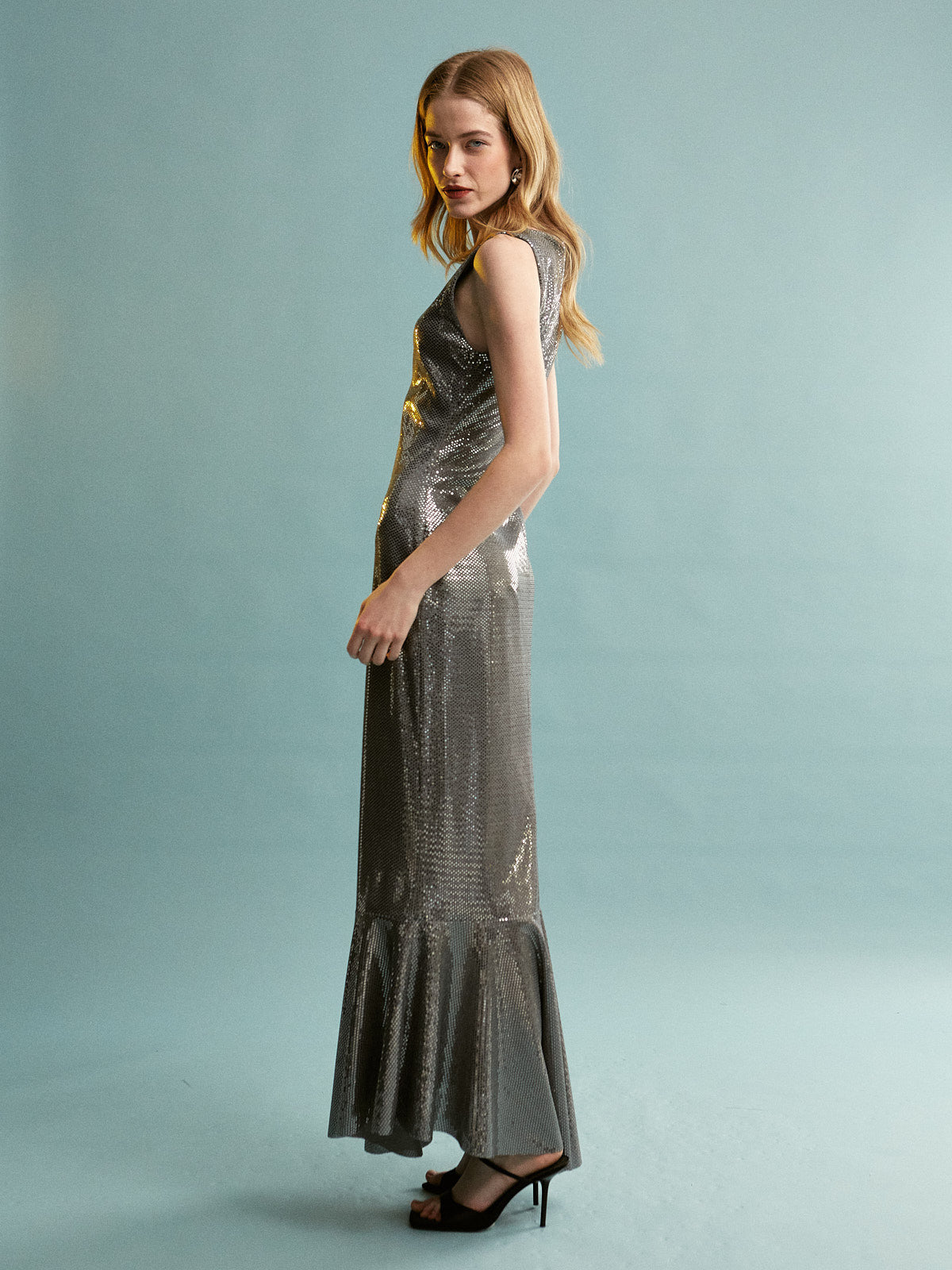 Celia silver maxi dress