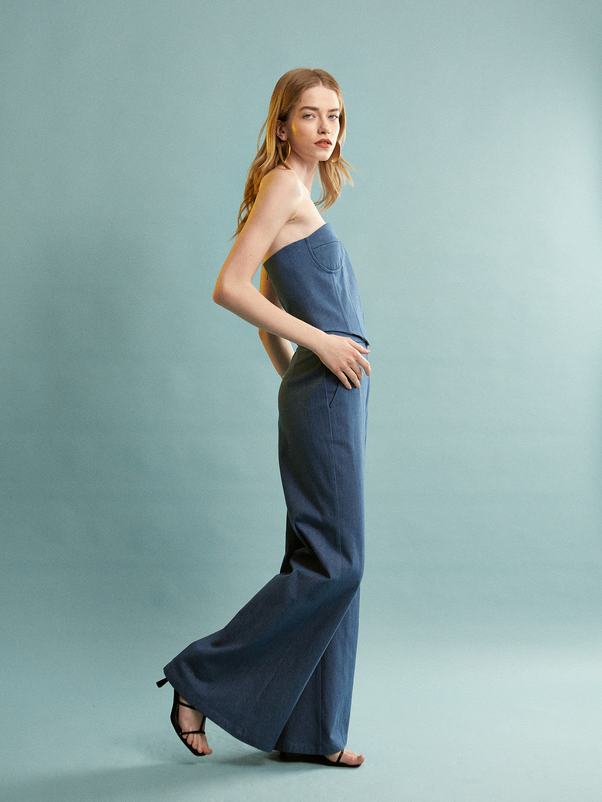 Mabel denim corset top