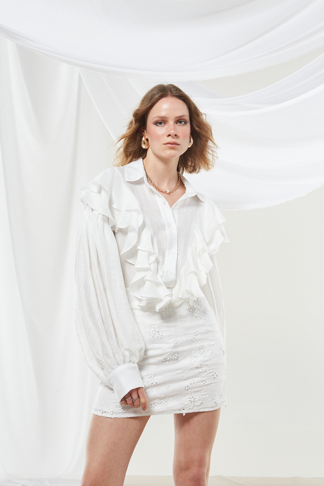 Margot ruffle white shirt