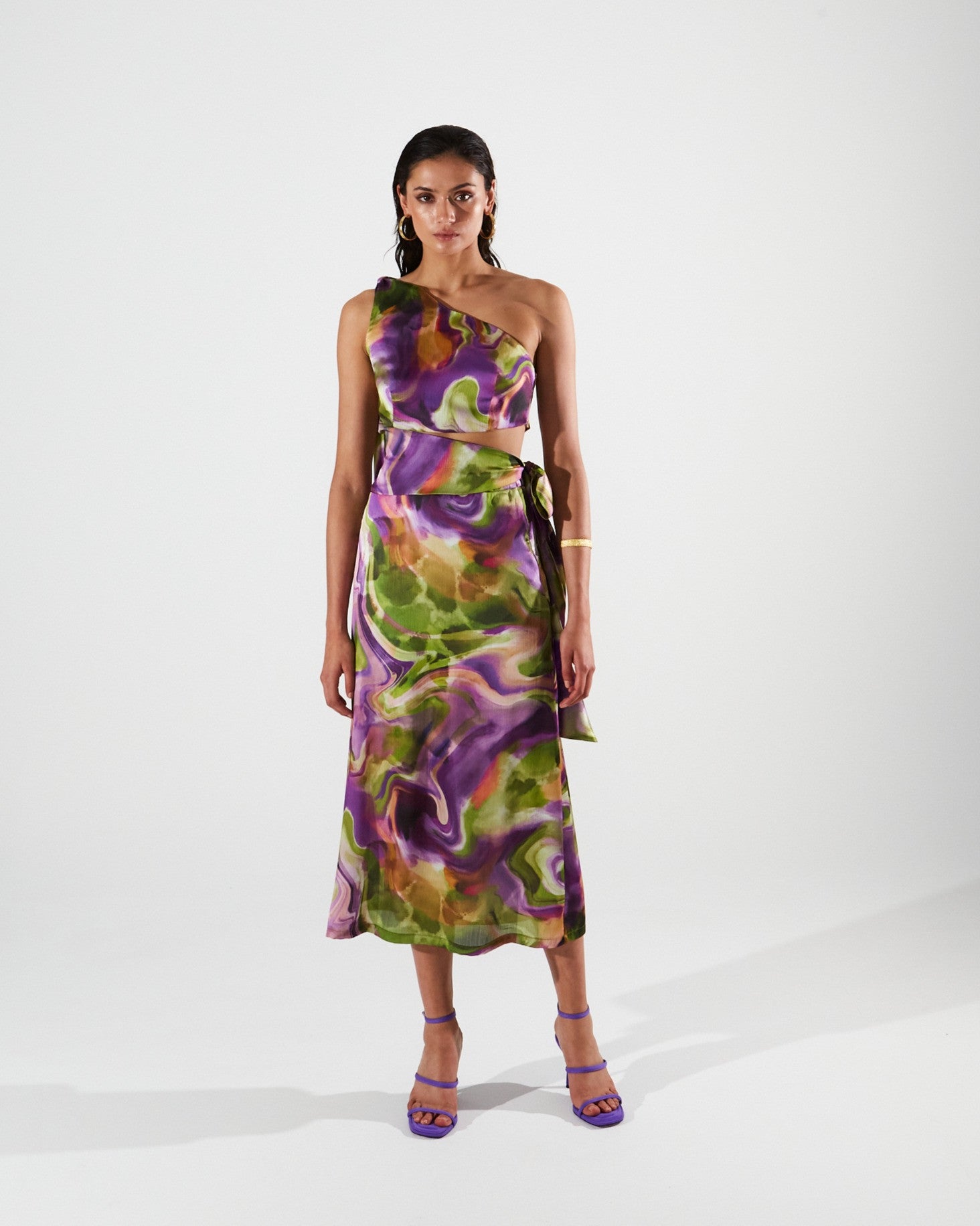 Ari satin printed skirt