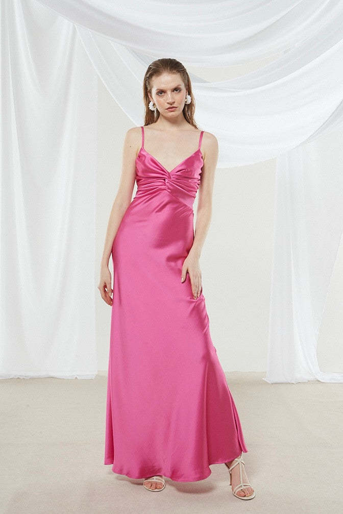 Narcissa satin fuchsia dress