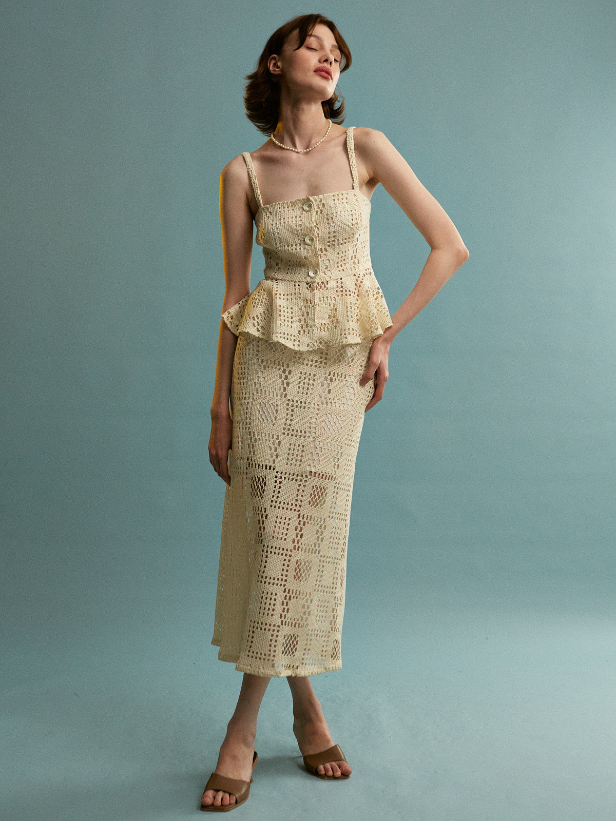 Cheryl cotton knitted ecru top