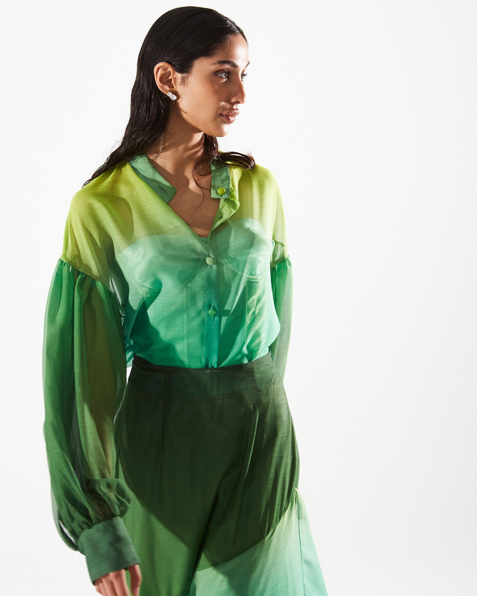 Jolene satin corset green top