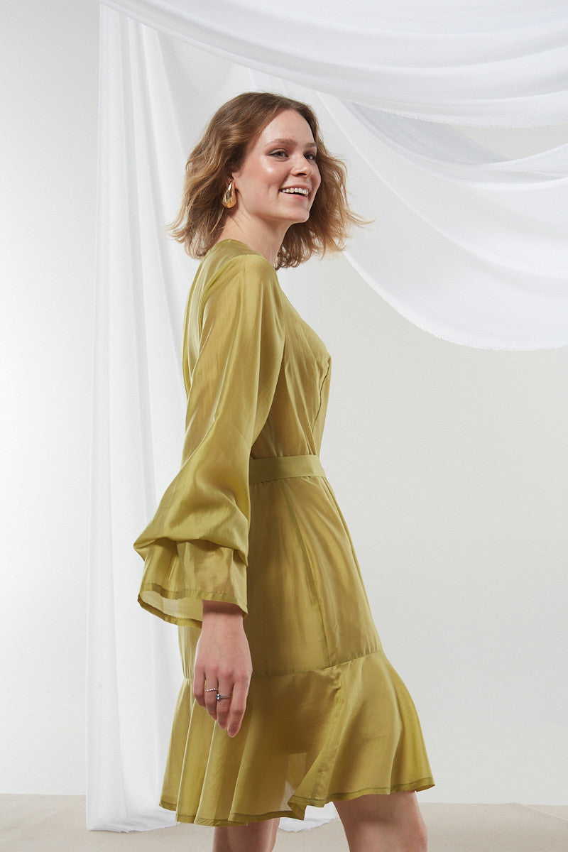 Lily button olive dress