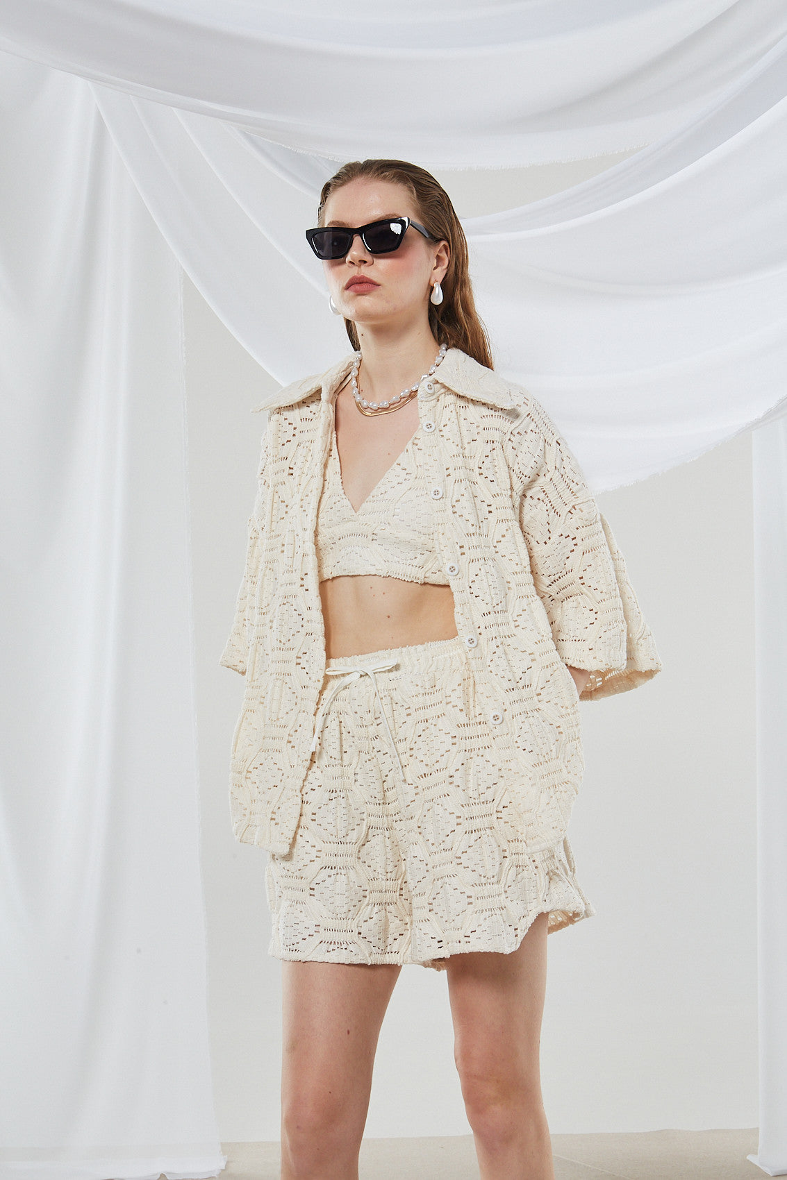 Daphne knitted ecru shirt