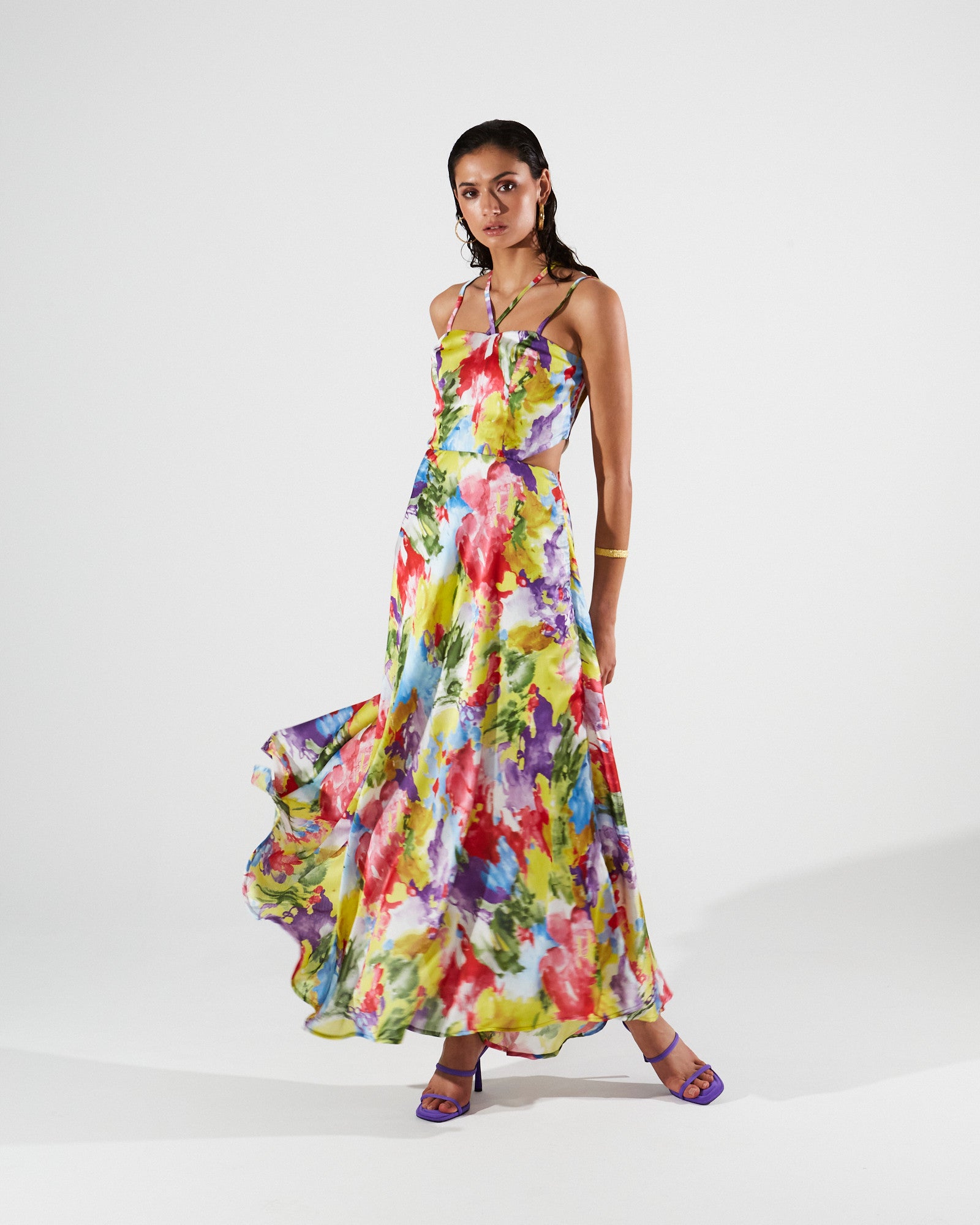 Kyra cut out printed dress