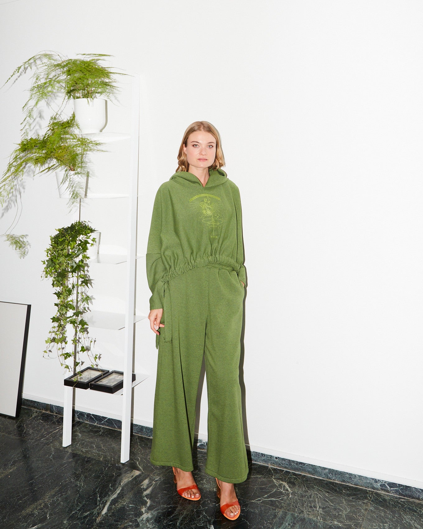 Athena embroidered green hoodie