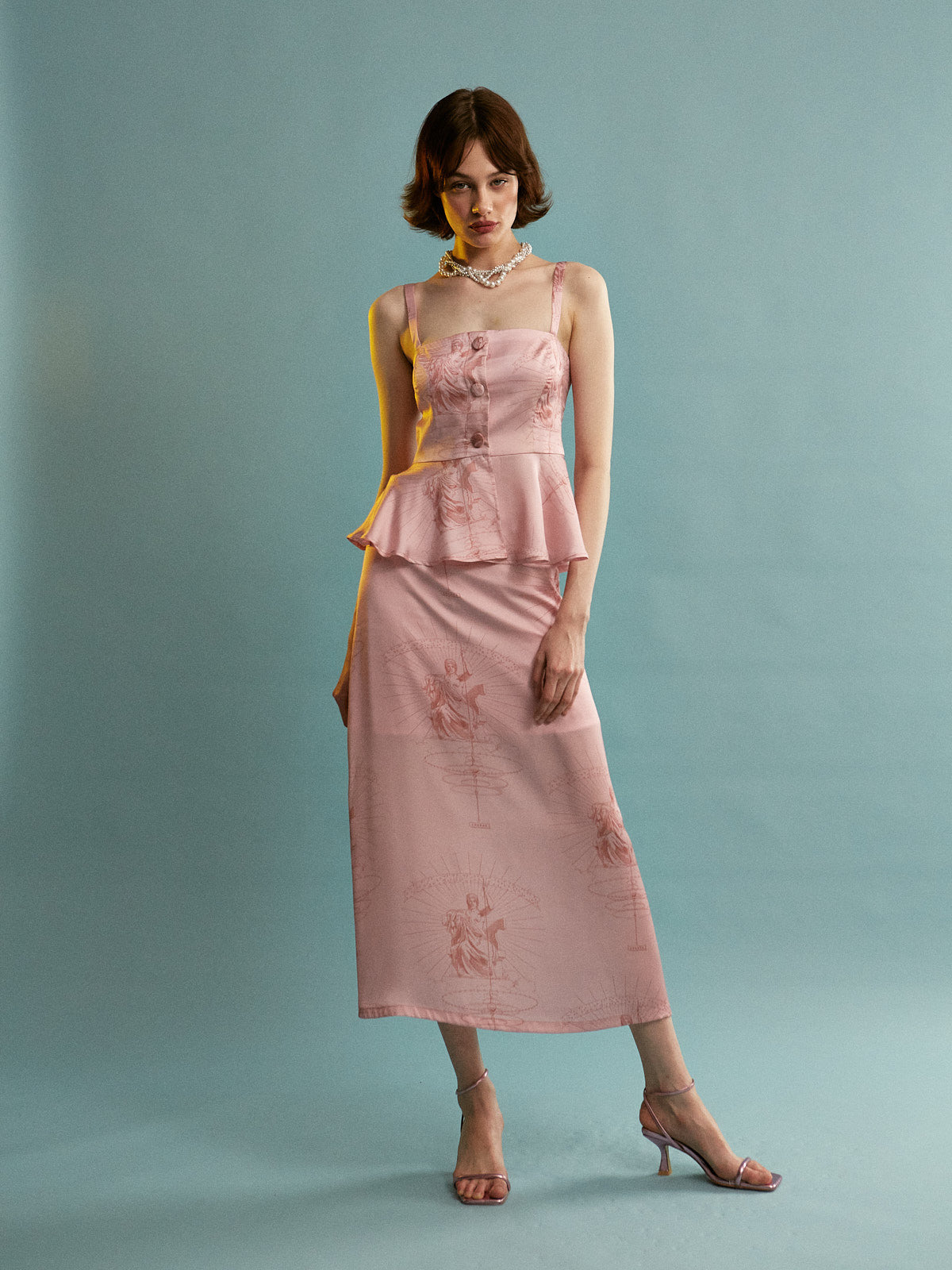 Ananke satin button pink top