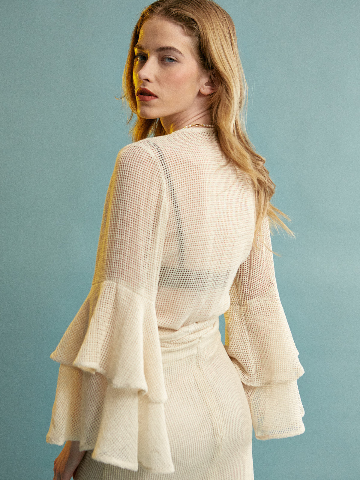 Zia cotton ruffle ecru skirt