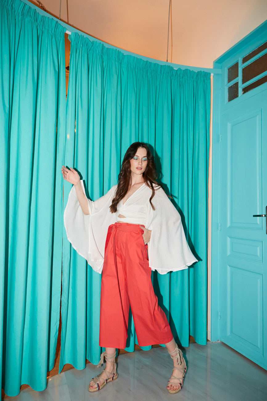 Gemma cotton coral pants