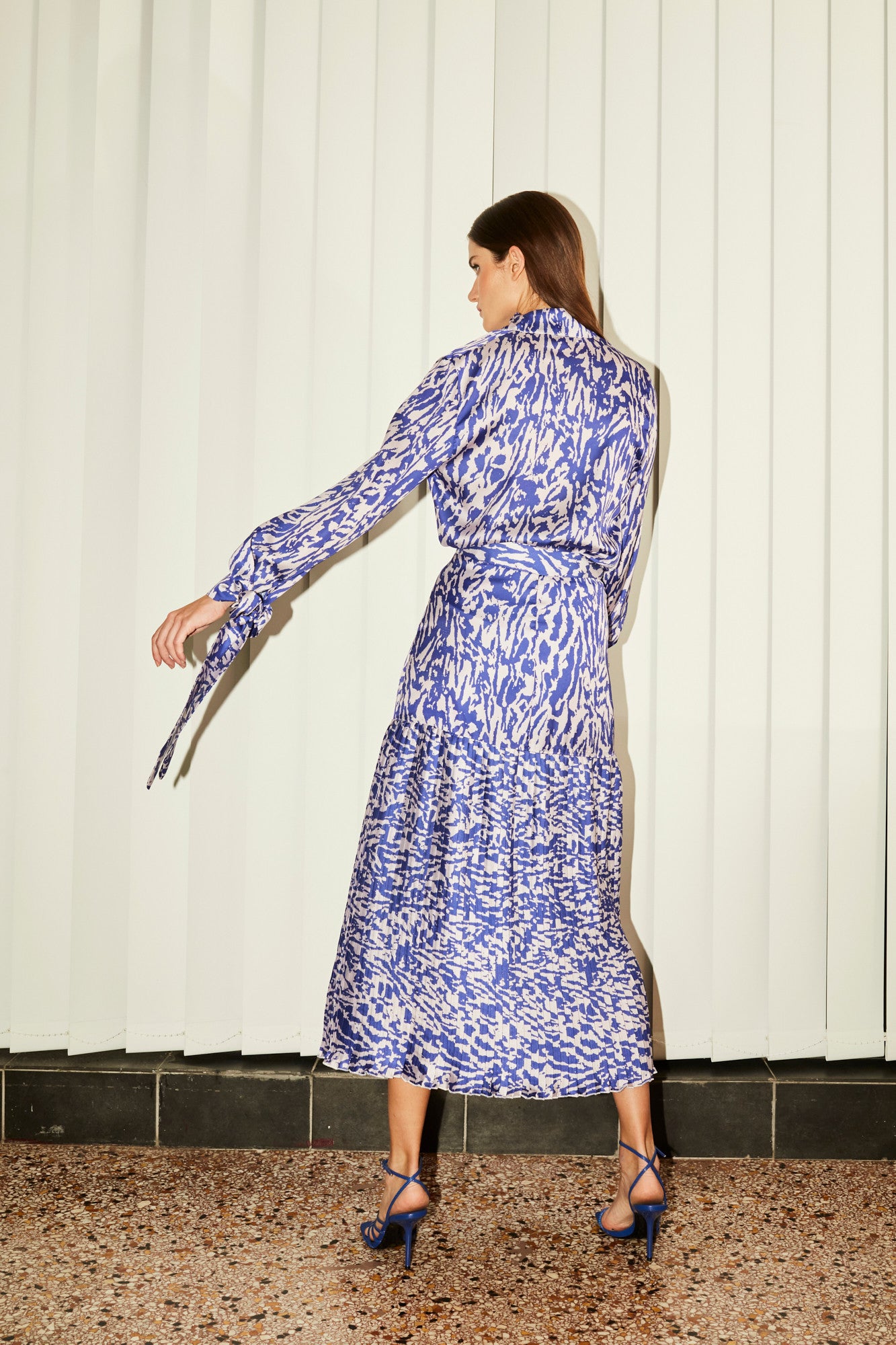 Valeria pleated satin skirt