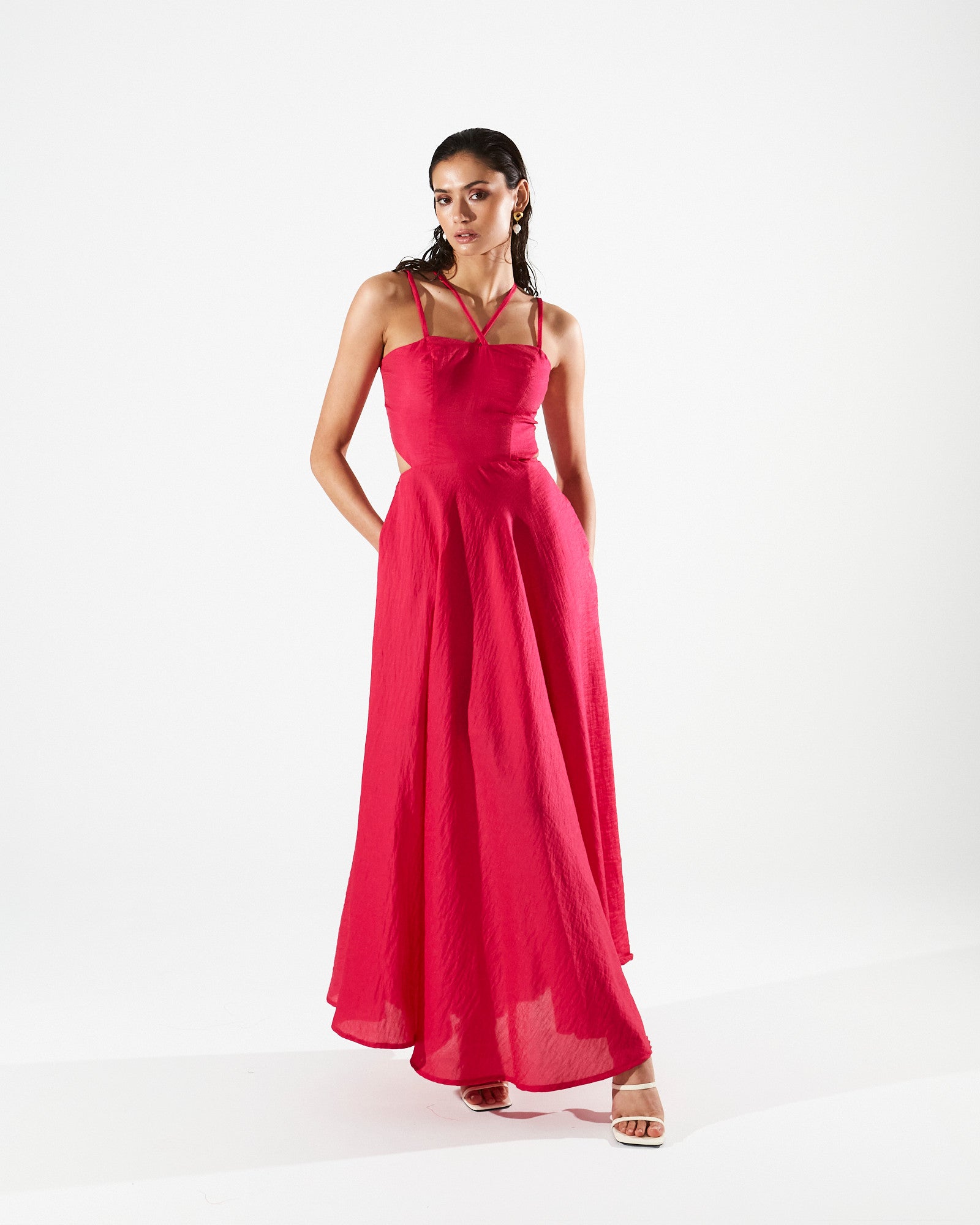 Iris cut out fuchsia dress