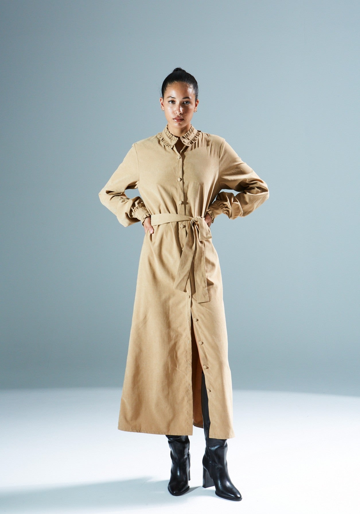 Zelda beige shirtdress