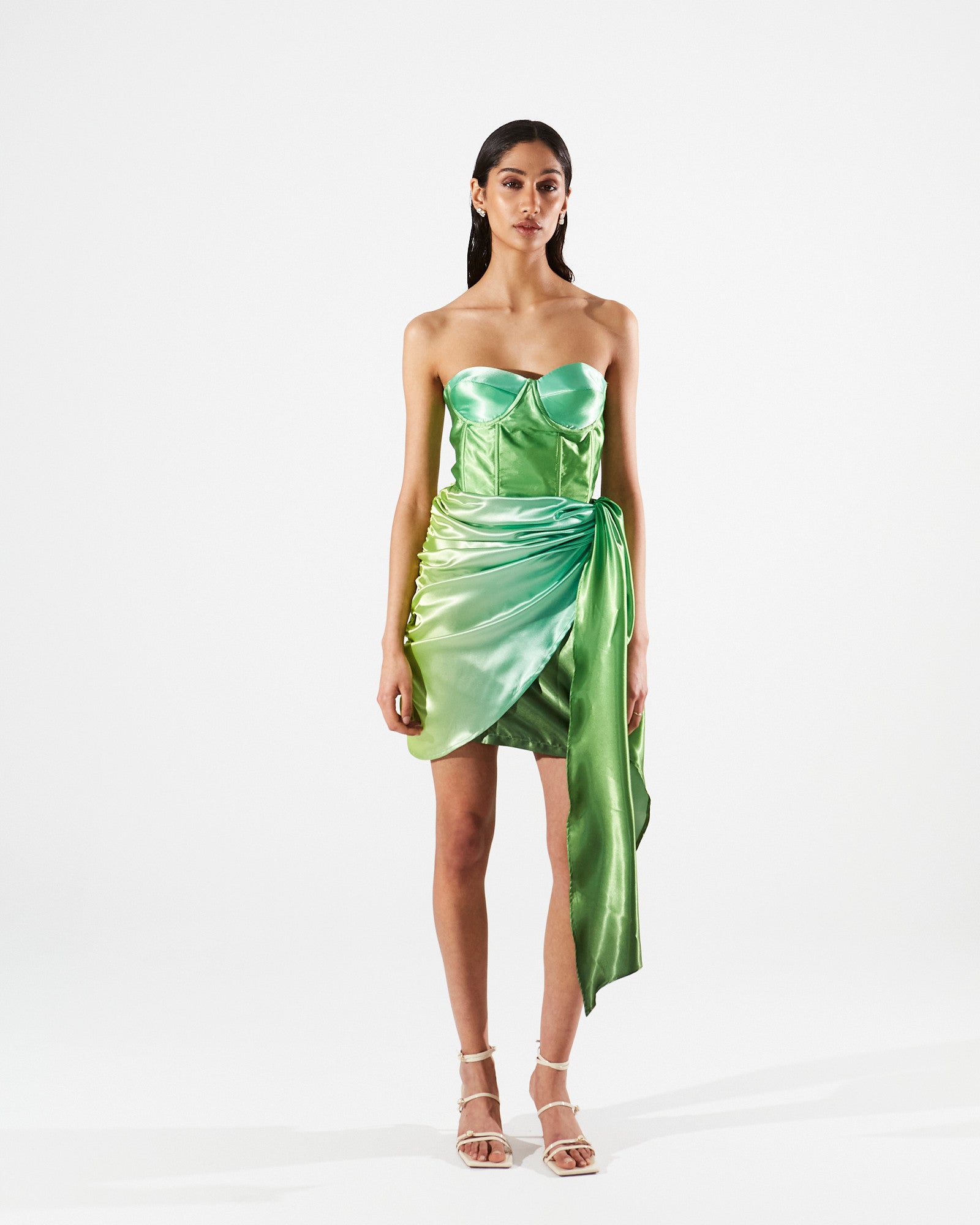Jolene satin gradient green skirt