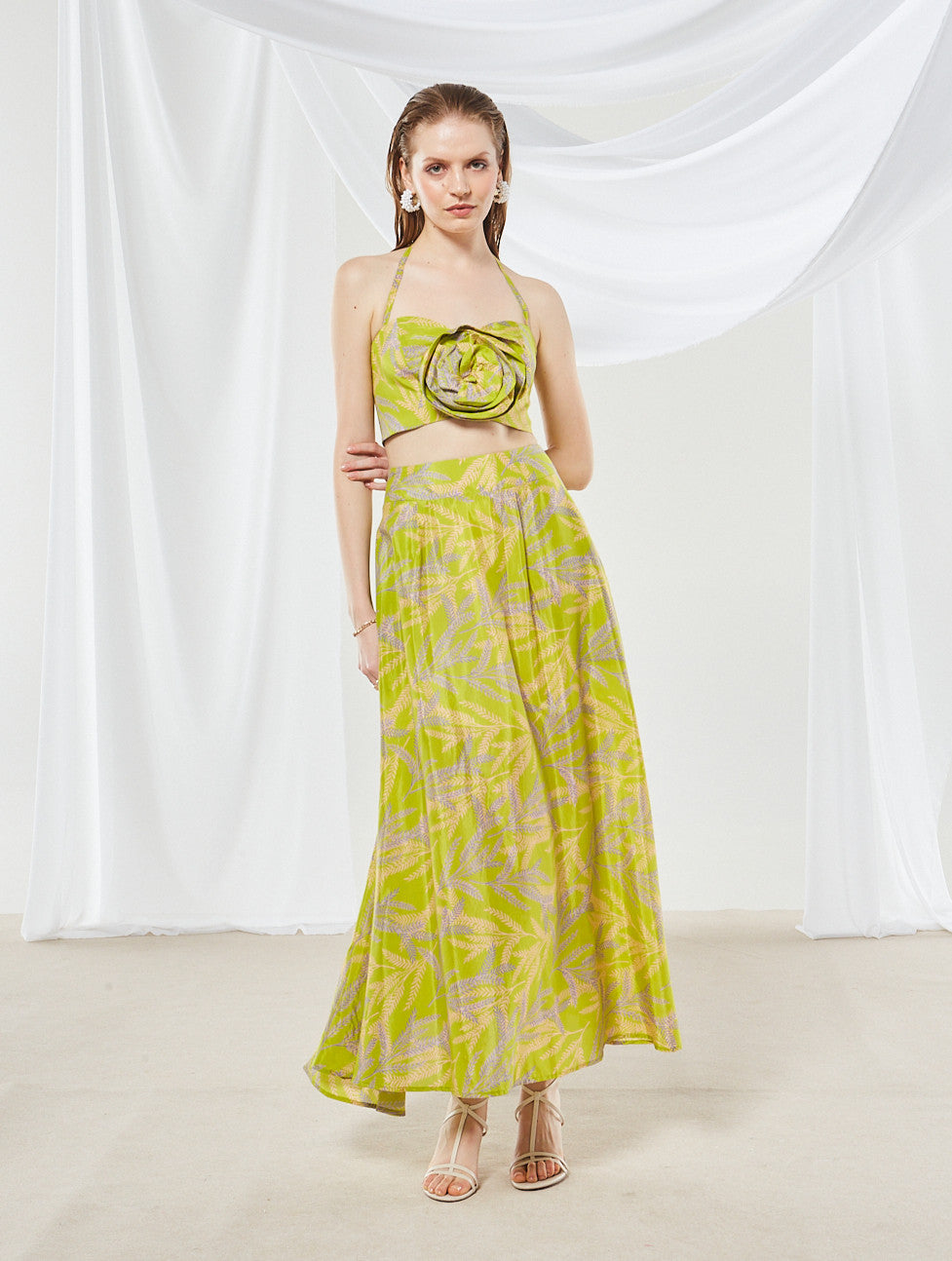 Jasmine printed wide skirt