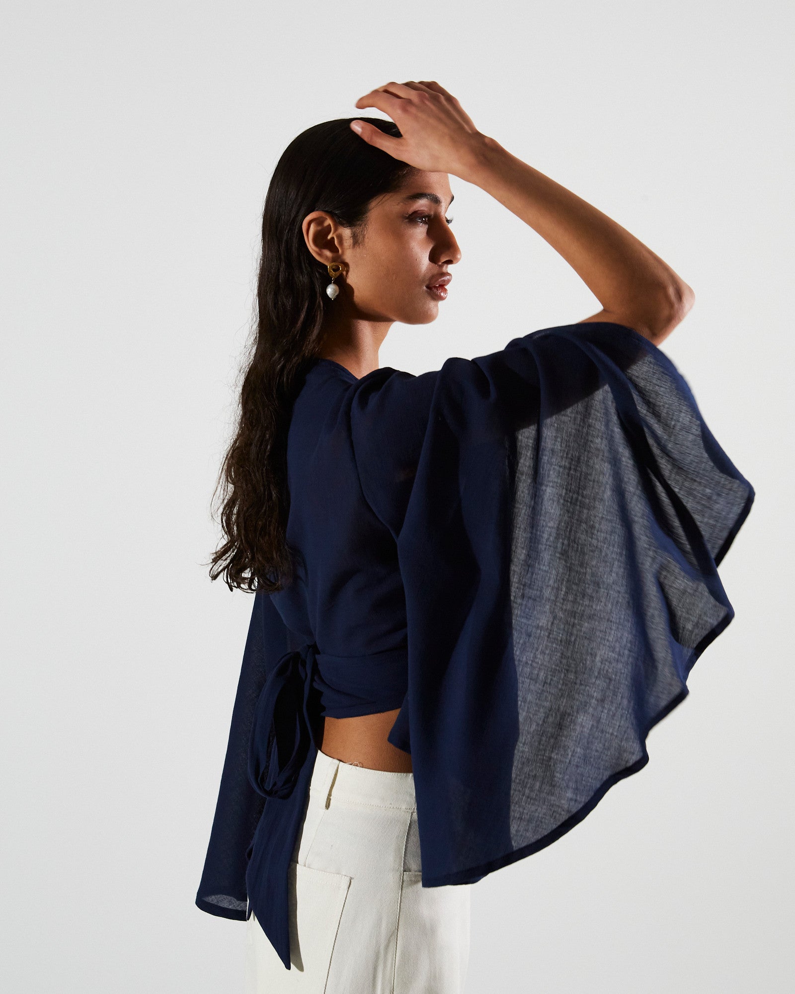 Isabella kimono sleeve blue top