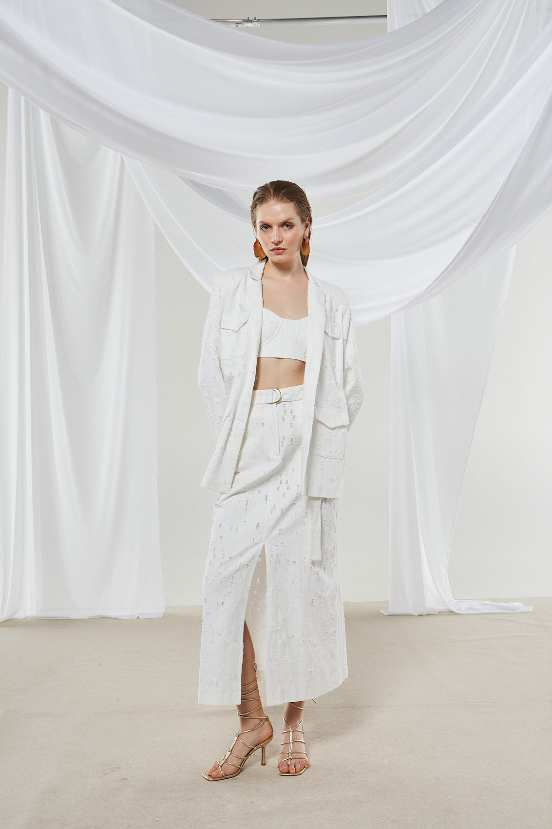 Alyssa denim white blazer