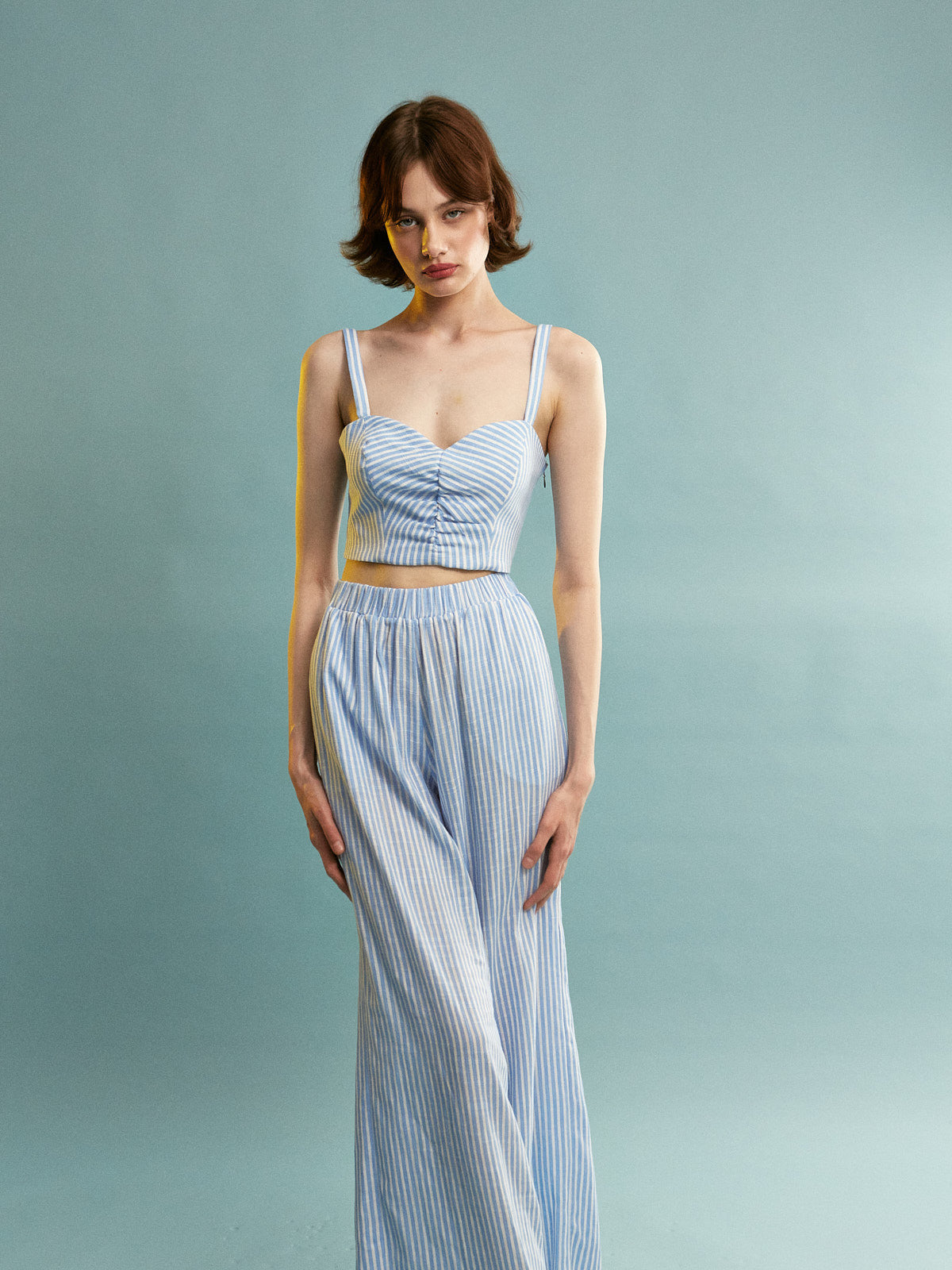 Donna cotton stripe ciel top