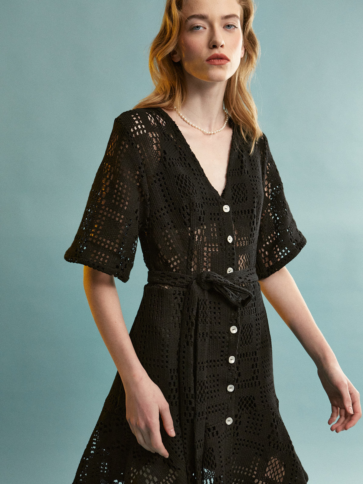 Cheryl cotton mini black dress