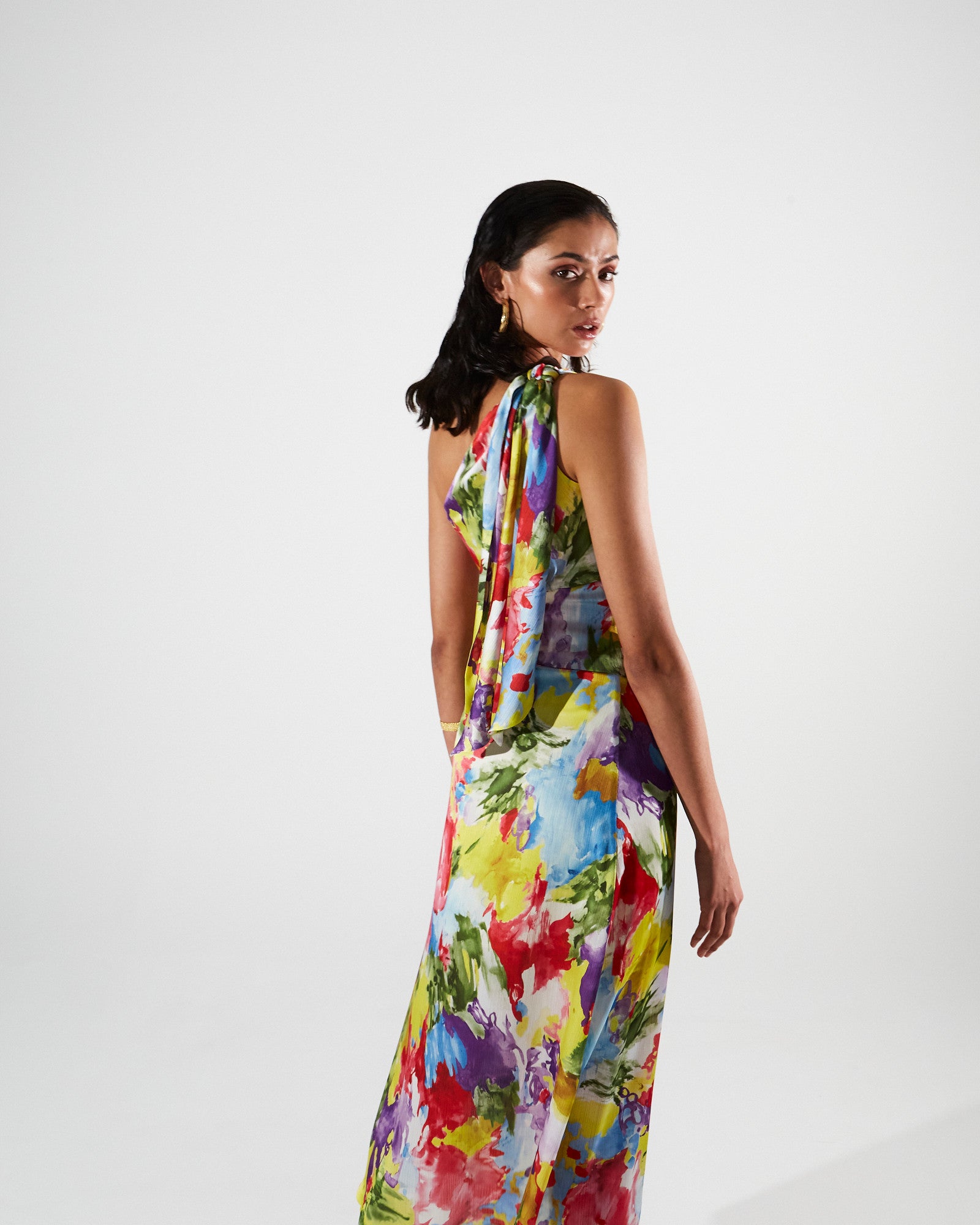 Kyra satin printed skirt