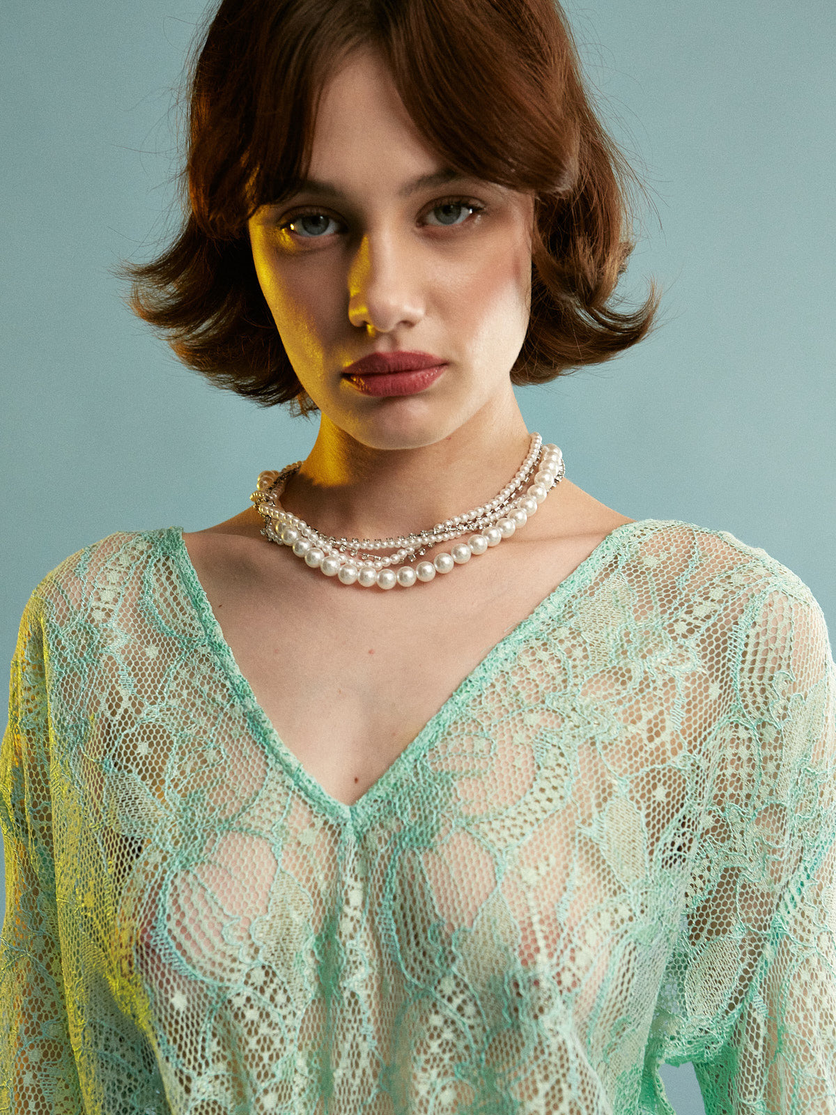 Sebille lace mini mint dress