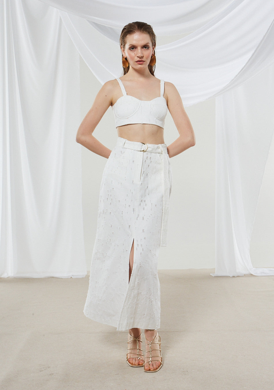 Alyssa denim white skirt