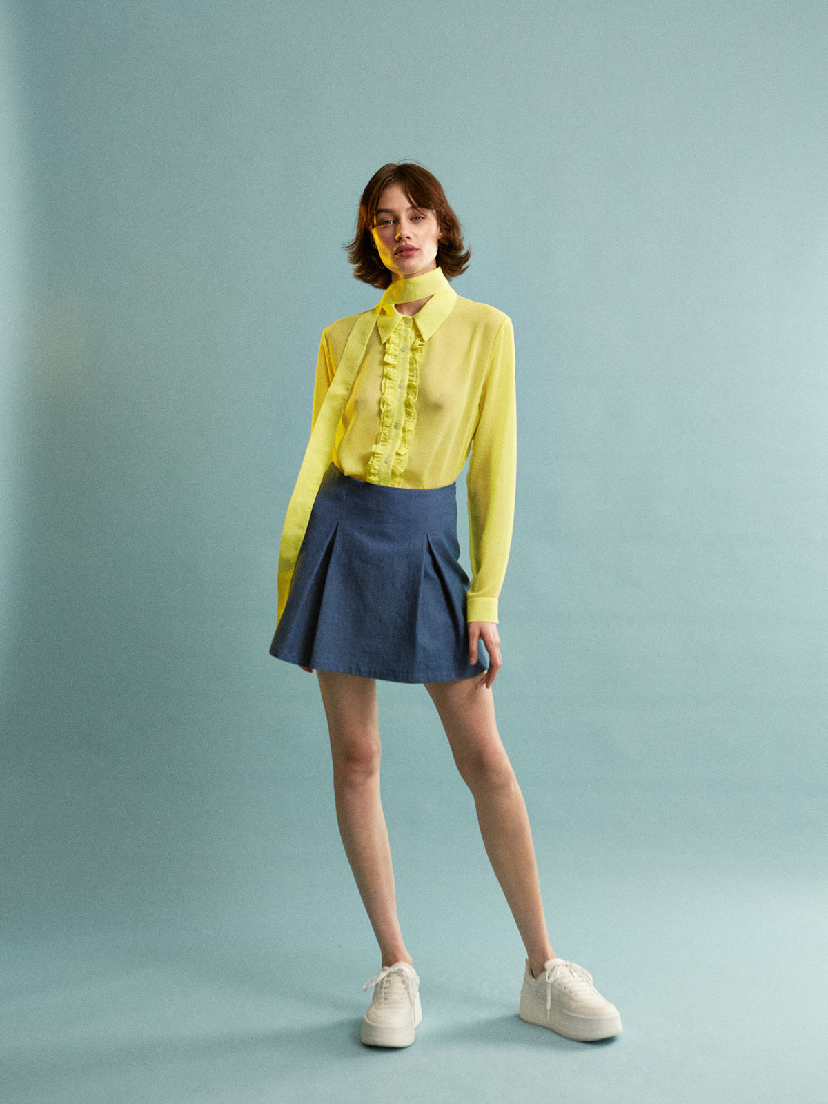 Amaya ruffle yellow shirt