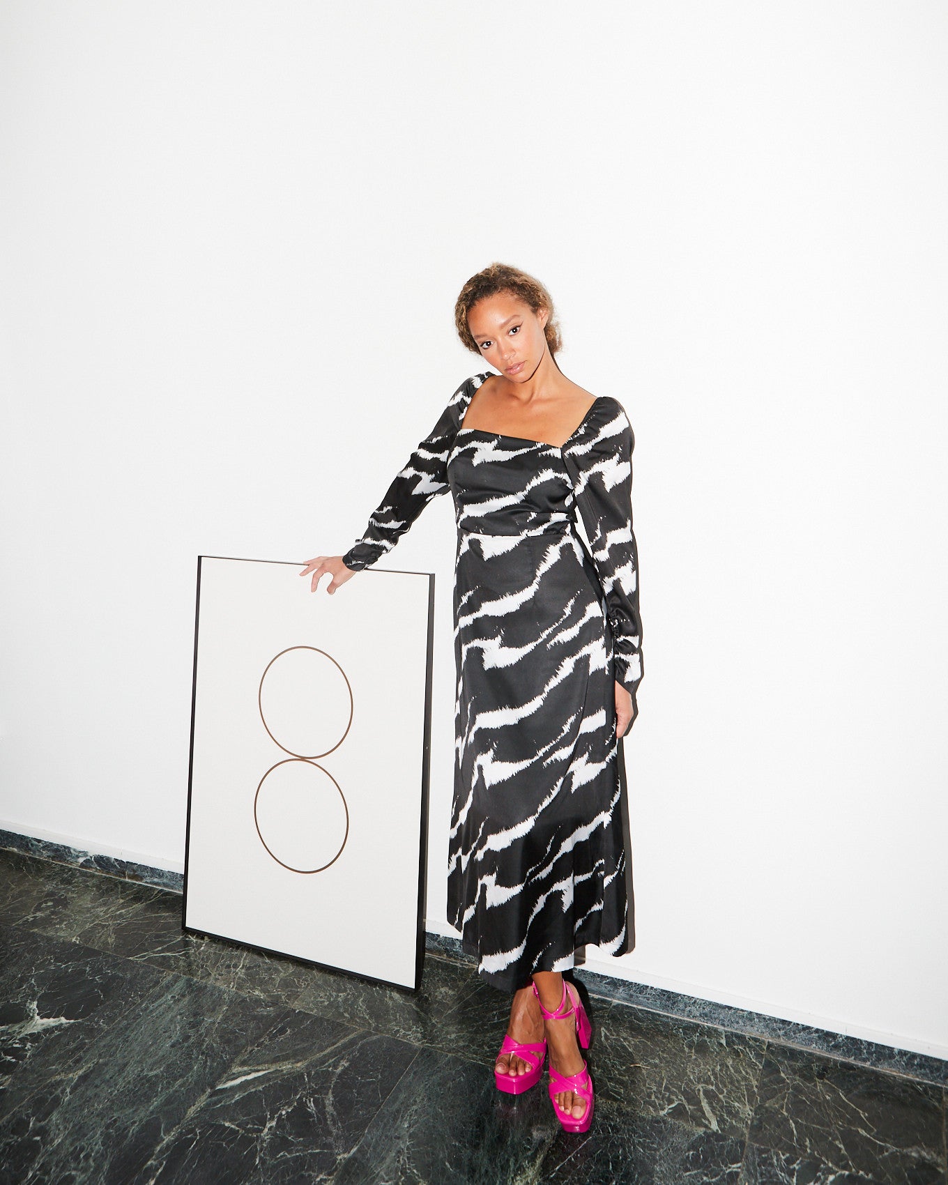 Melania satin printed dress