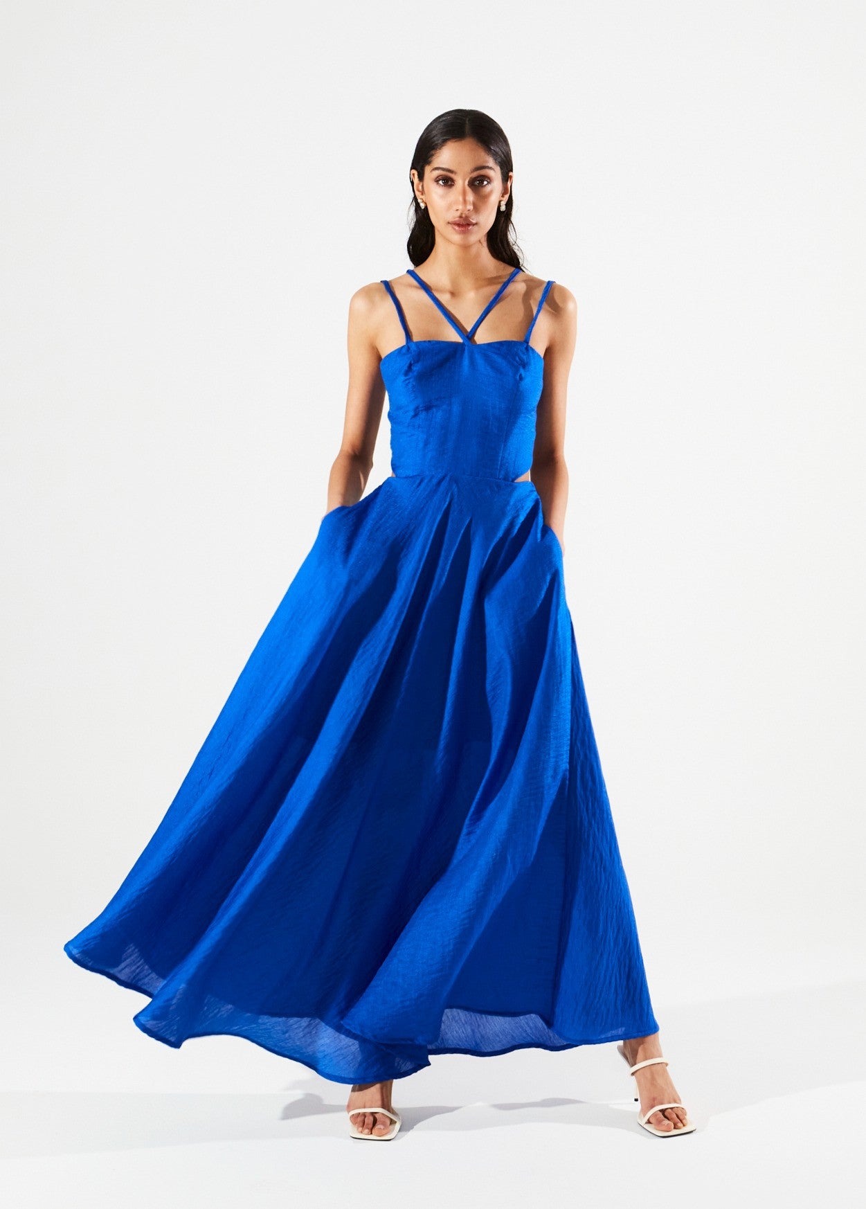 Iris cut out blue dress