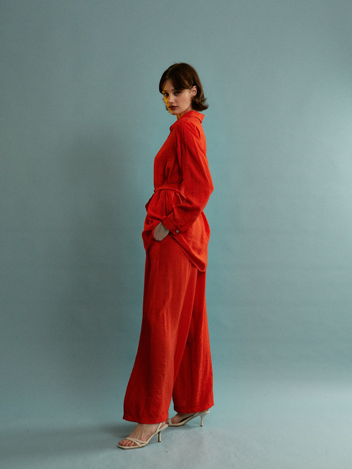 Jane viscose red pants