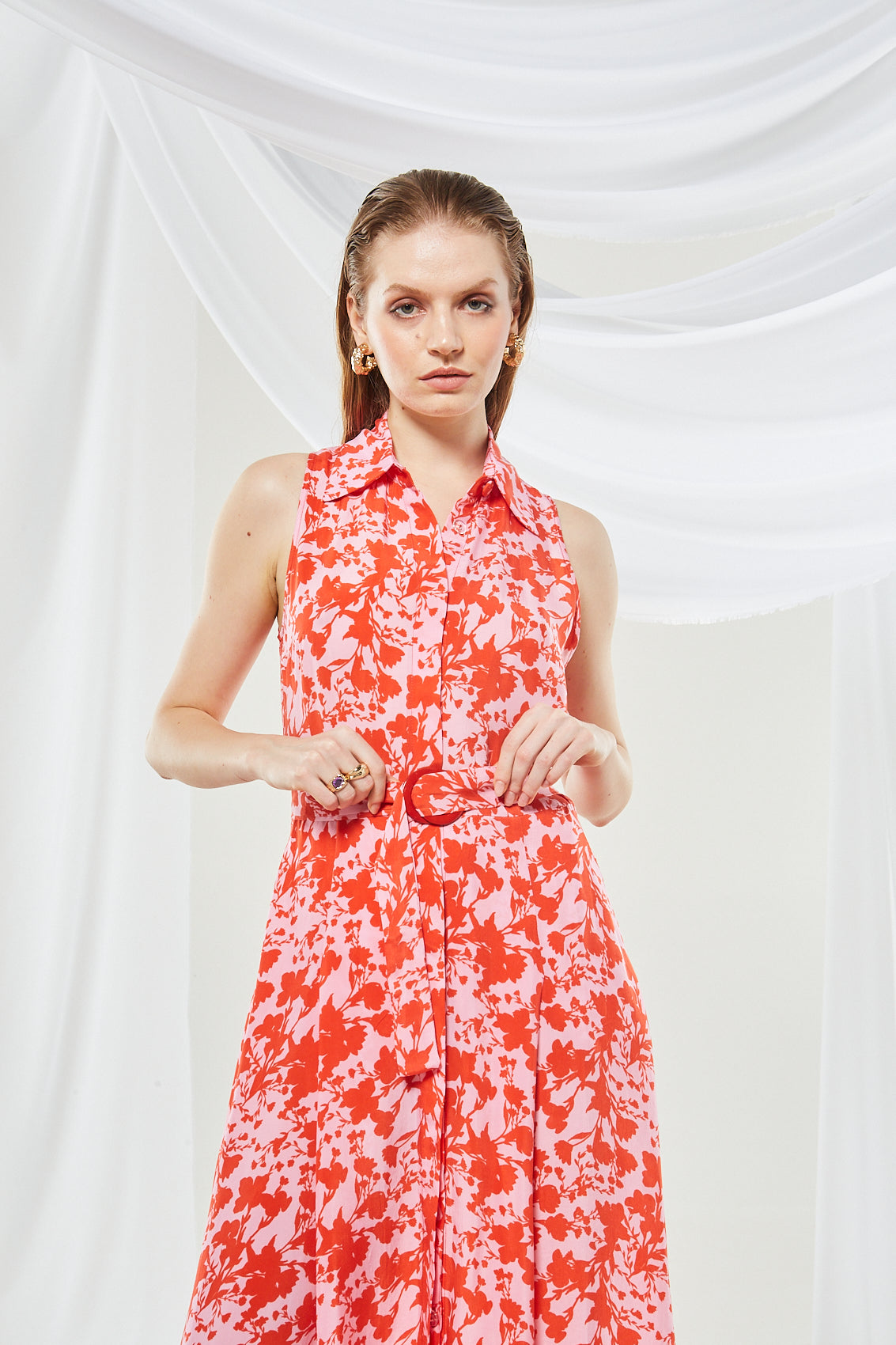 Dahlia cupro printed shirtdress