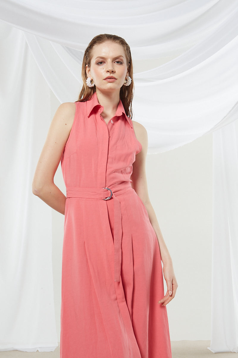 Senna coral shirtdress
